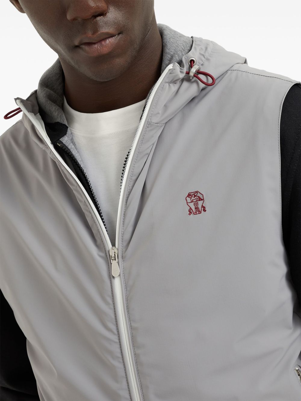 Brunello Cucinelli Hooded Vest In Grey