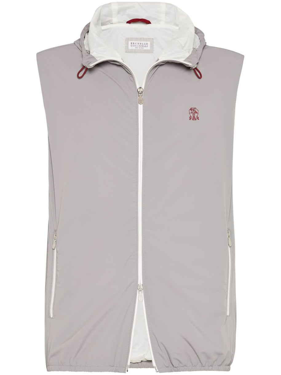 Brunello Cucinelli Hooded Vest In Grey