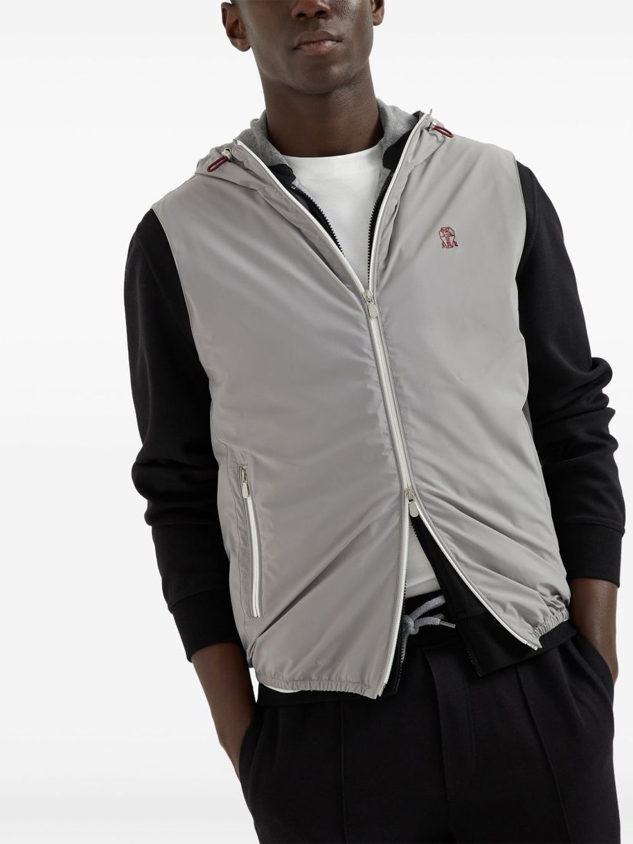 Brunello Cucinelli Hooded Vest In Grey