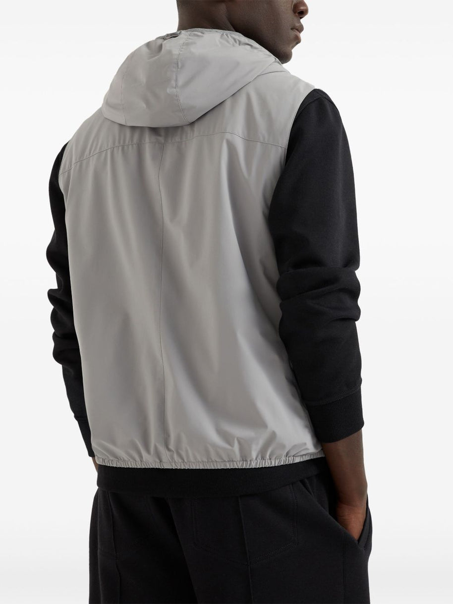 Brunello Cucinelli Hooded Vest In Grey