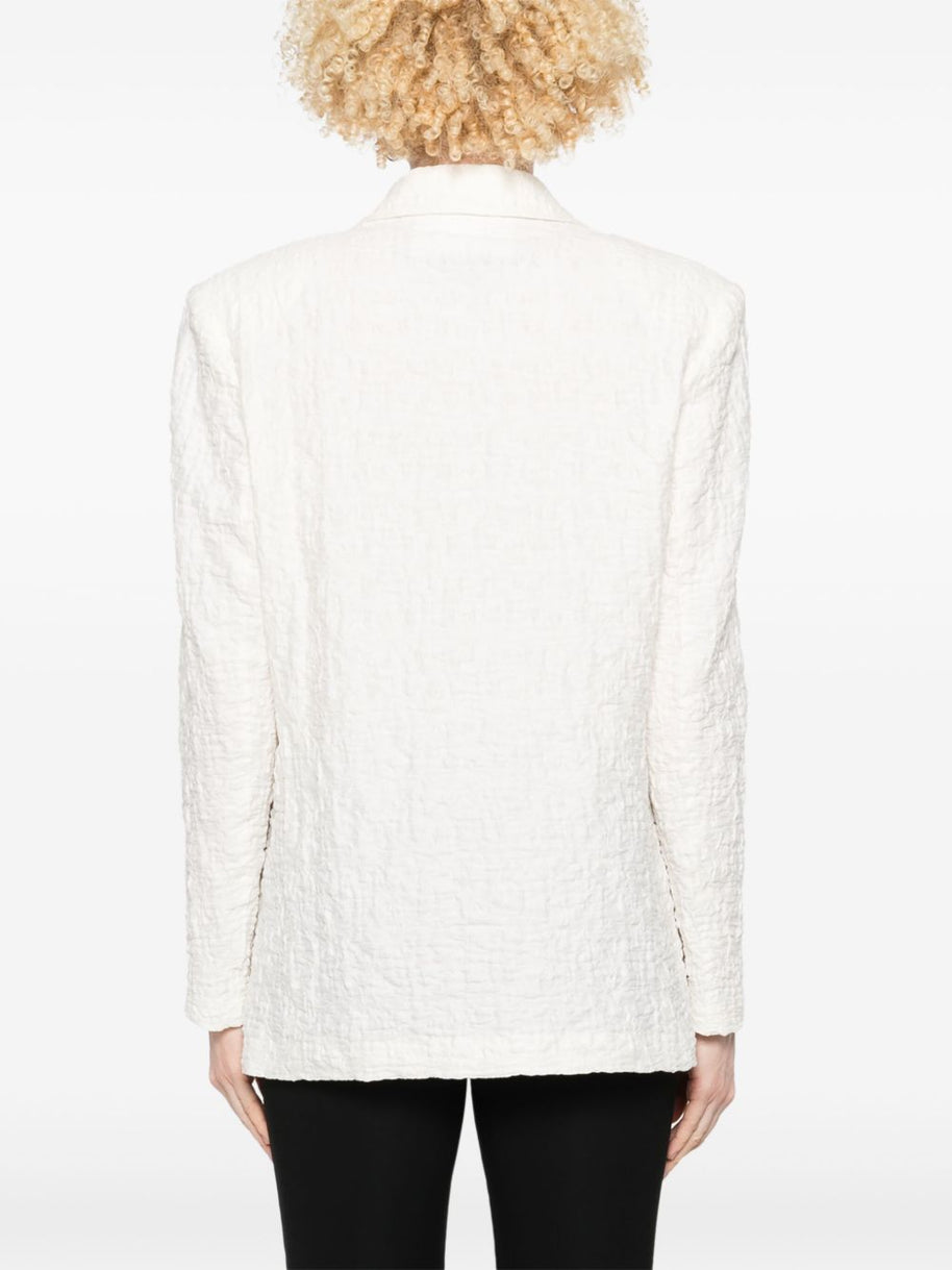 Harris Wharf London Textured Single Breasted Jacket in White