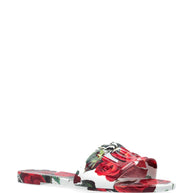 Dolce & Gabbana Floral Slide Sandals In White