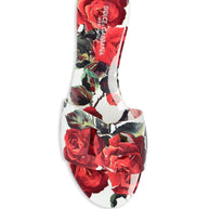 Dolce & Gabbana Floral Slide Sandals In White