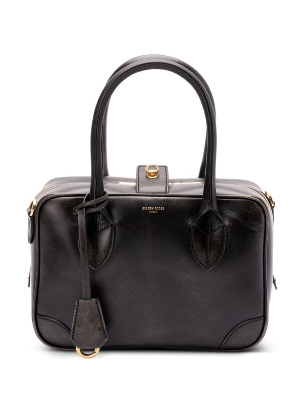 Golden Goose Vita Bag In Smooth Black Leather And Gold Details