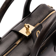 Golden Goose Vita Bag In Smooth Black Leather And Gold Details