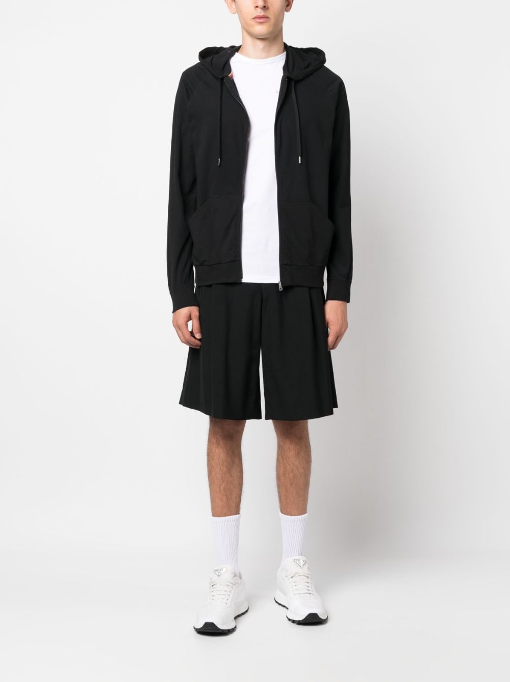 Paul Smith Full Zip Hooded Sweatshirt In Black