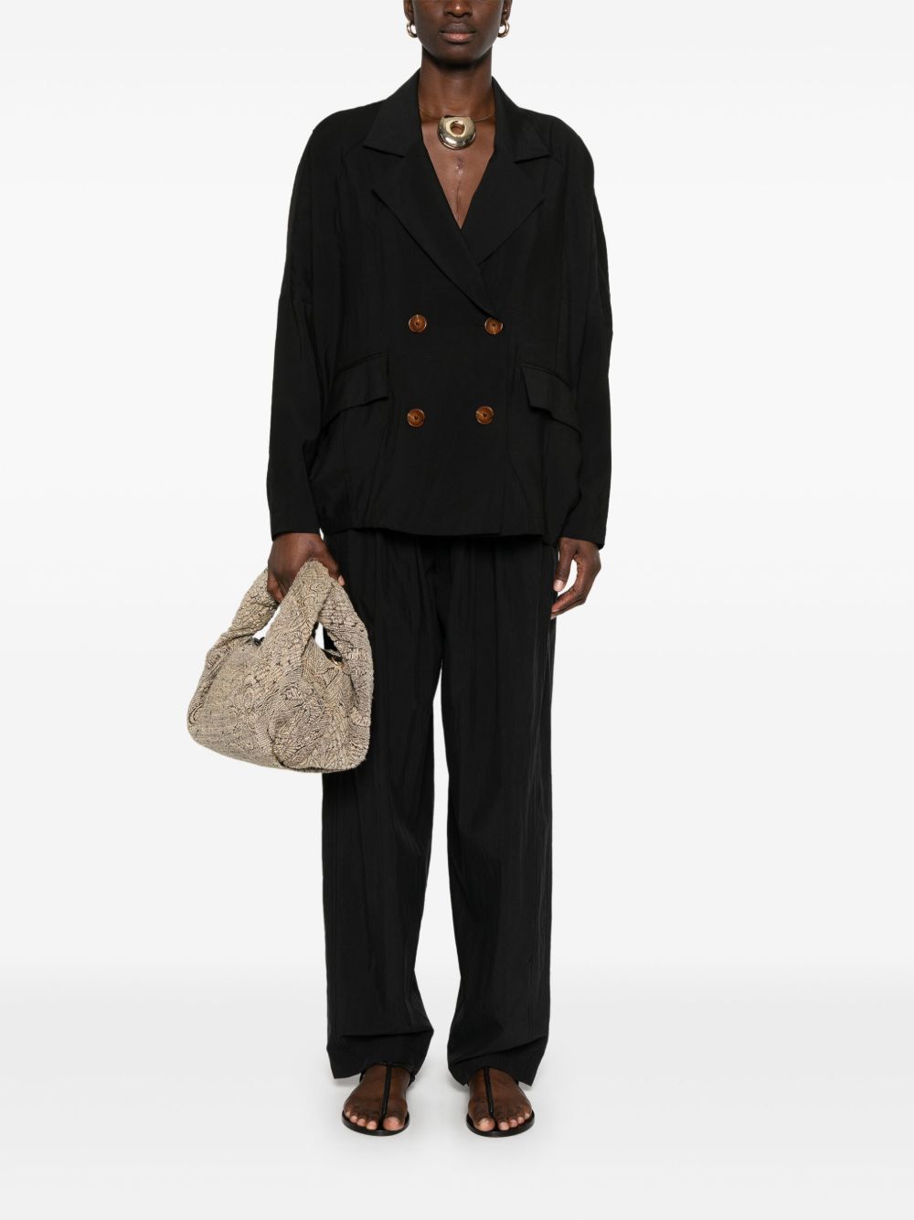 Alysi Double Breasted Jacket In Black