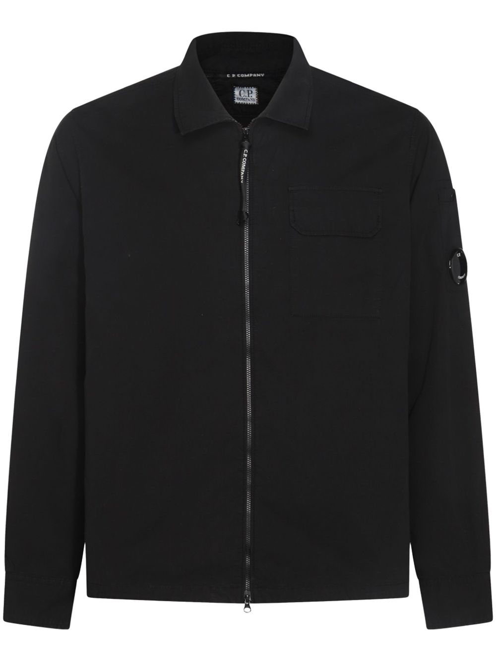 C.P. Company Organic Gabardine Full Zip Overshirt In Black