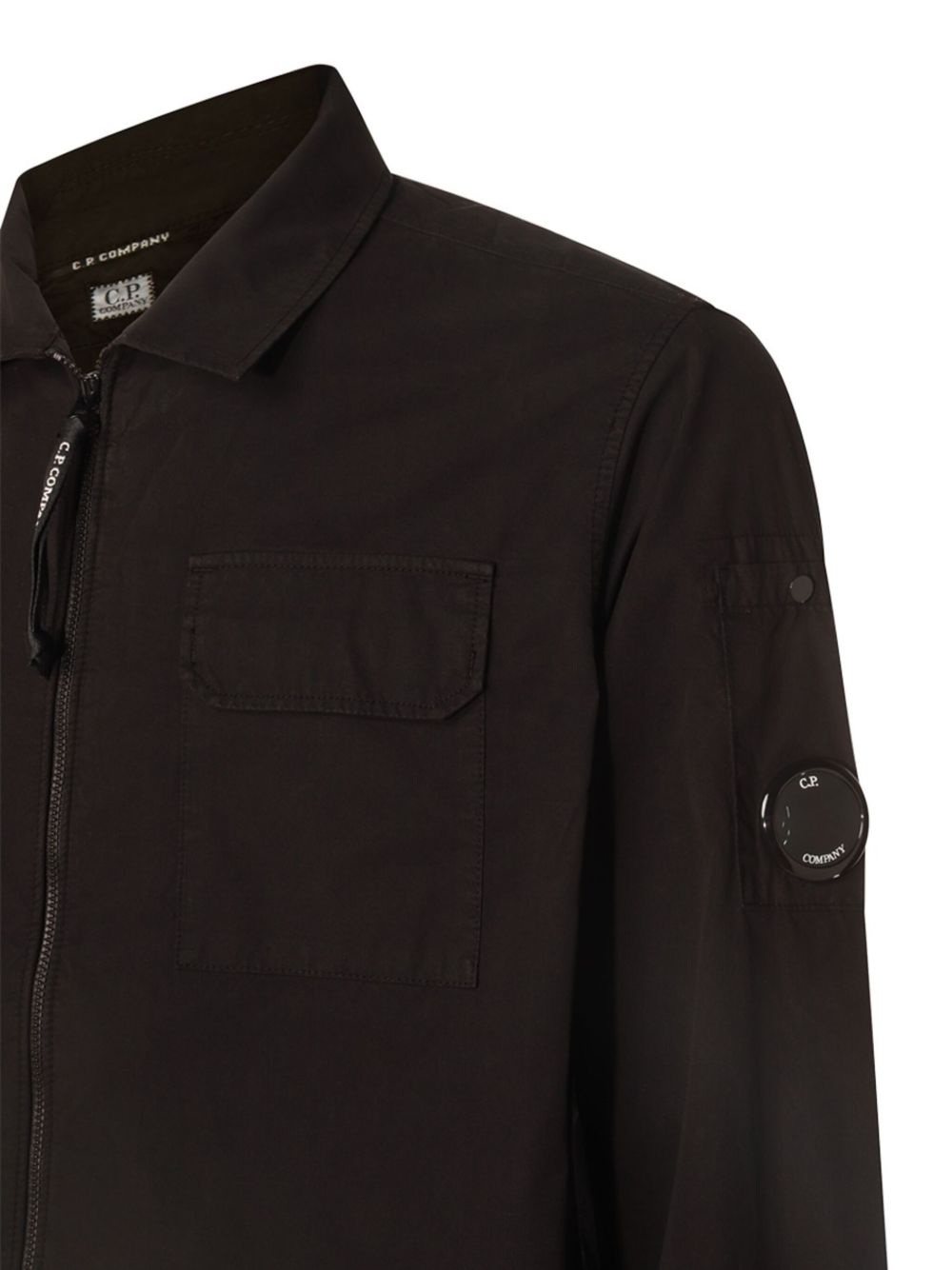 C.P. Company Organic Gabardine Full Zip Overshirt In Black