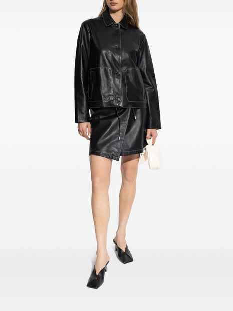 PS By Paul Smith Leather Mini Skirt In Black