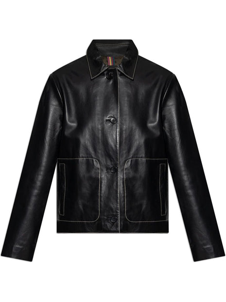 PS By Paul Smith Leather Jacket In Black