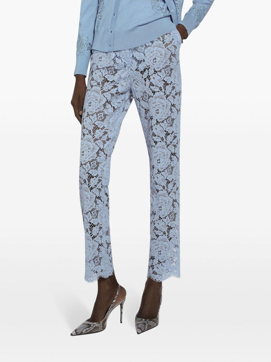 Dolce & Gabbana Cordonetto Lace Trousers - Clear Blue
