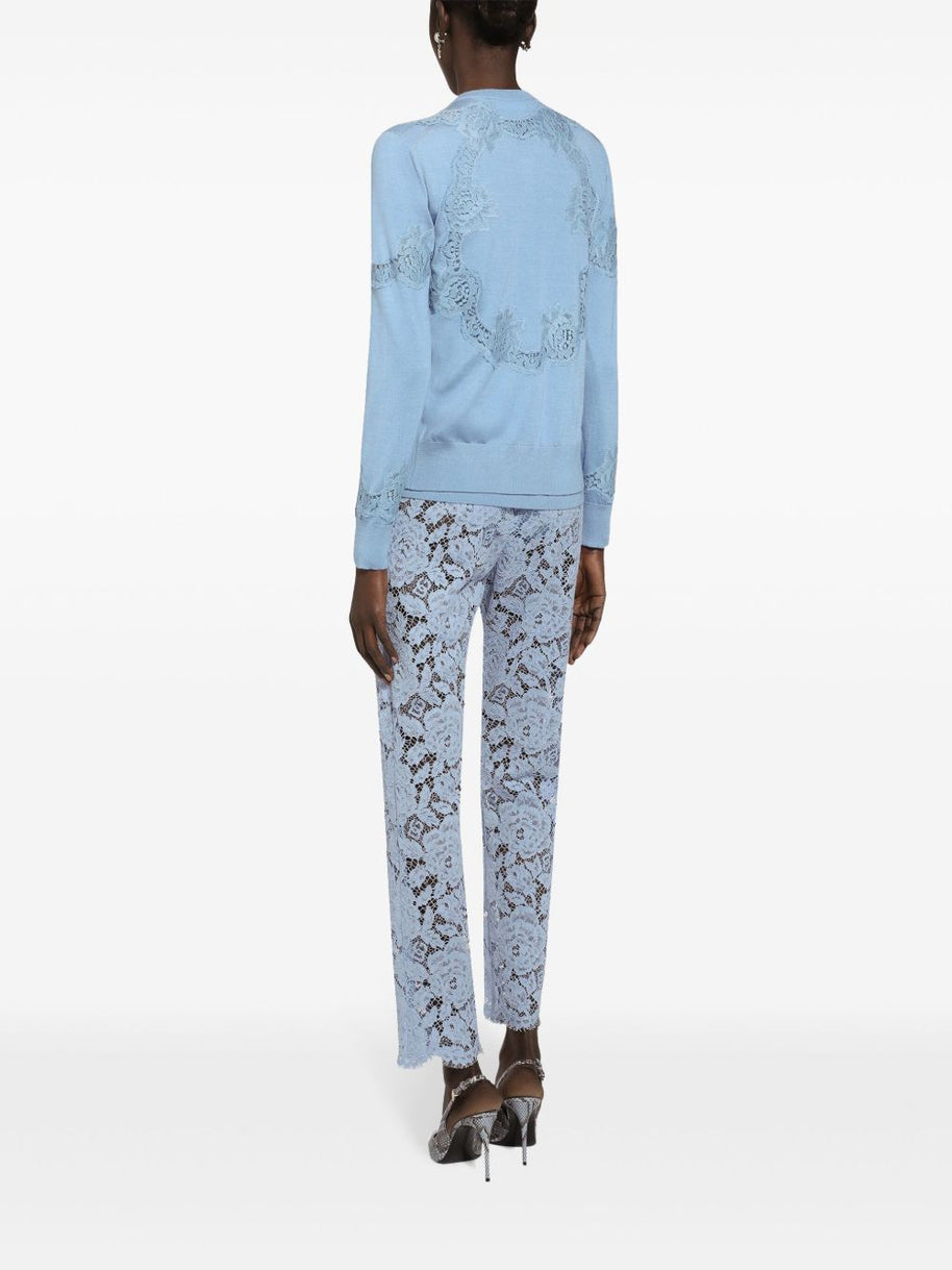 Dolce & Gabbana Cordonetto Lace Trousers - Clear Blue
