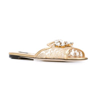 Dolce & Gabbana Rainbow Flat Lace Sandals - Golden
