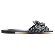 Dolce & Gabbana Rainbow Flat Lace Sandals - Silver