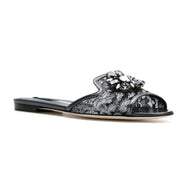 Dolce & Gabbana Rainbow Flat Lace Sandals - Silver