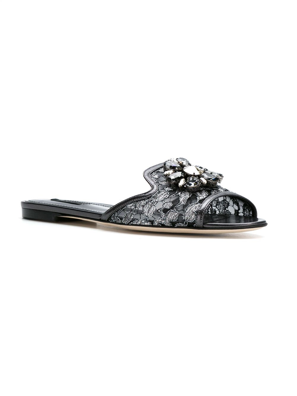 Dolce & Gabbana Rainbow Flat Lace Sandals - Silver