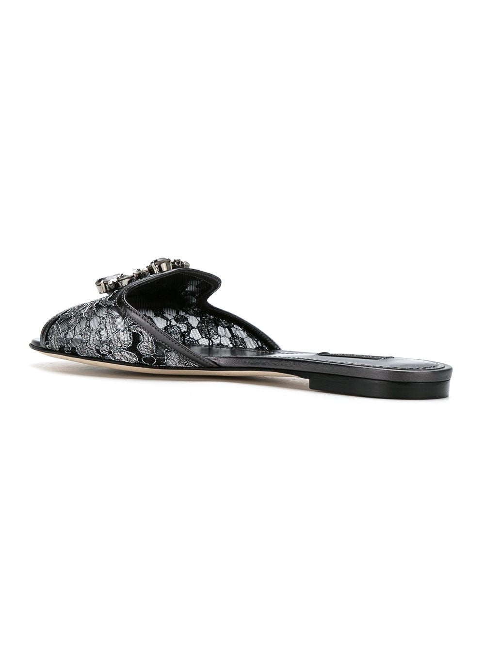 Dolce & Gabbana Rainbow Flat Lace Sandals - Silver