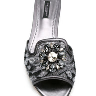 Dolce & Gabbana Rainbow Flat Lace Sandals - Silver