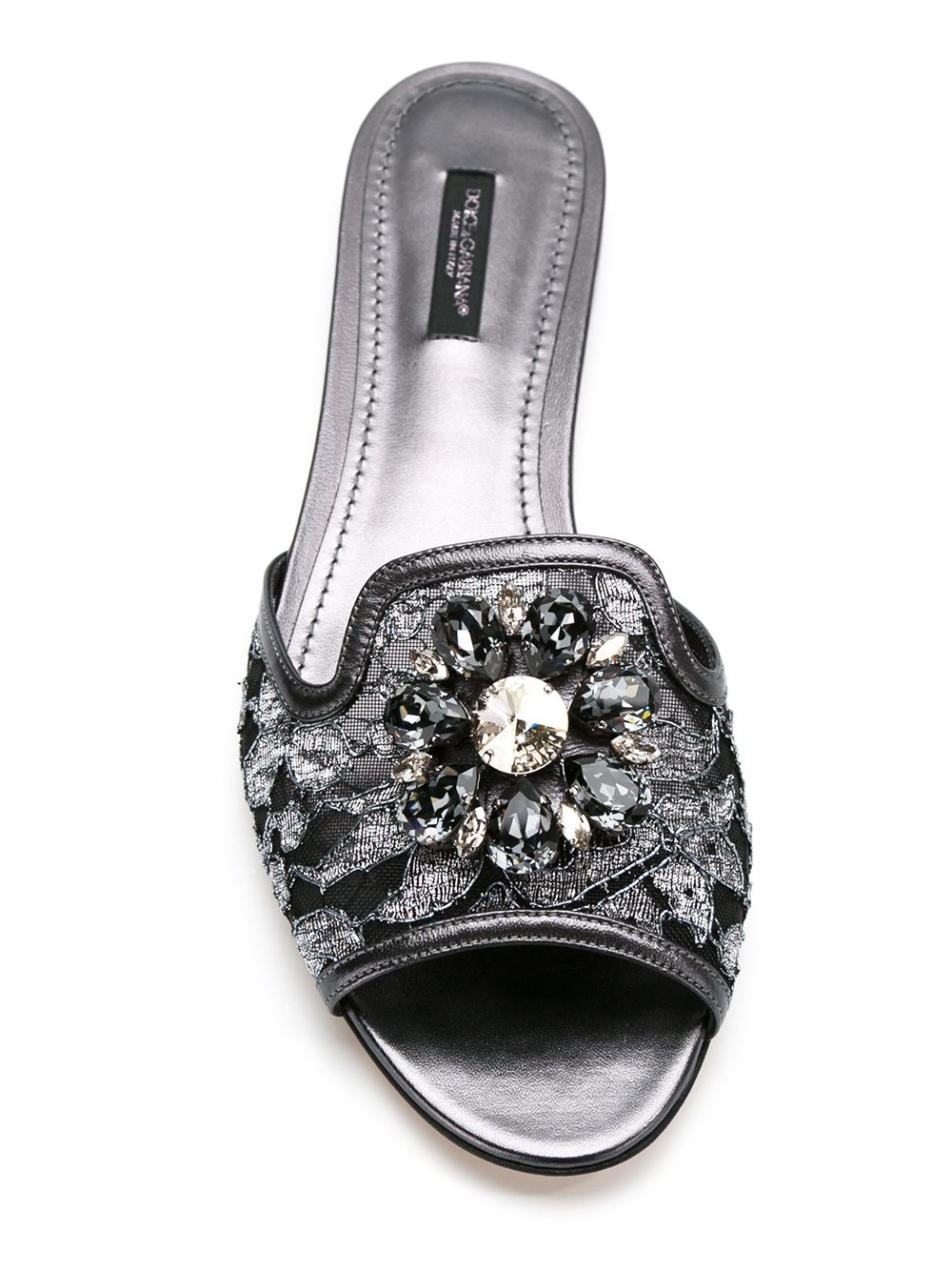 Dolce & Gabbana Rainbow Flat Lace Sandals - Silver