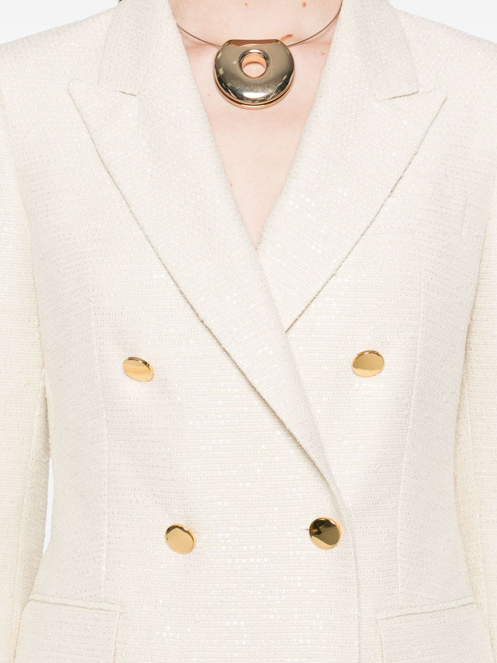 Tagliatore Cotton Blend Double-breasted Jacket Ivory