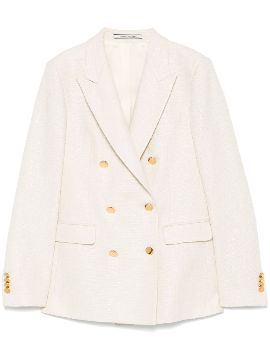 Tagliatore Double Breasted Jacket In Ivory