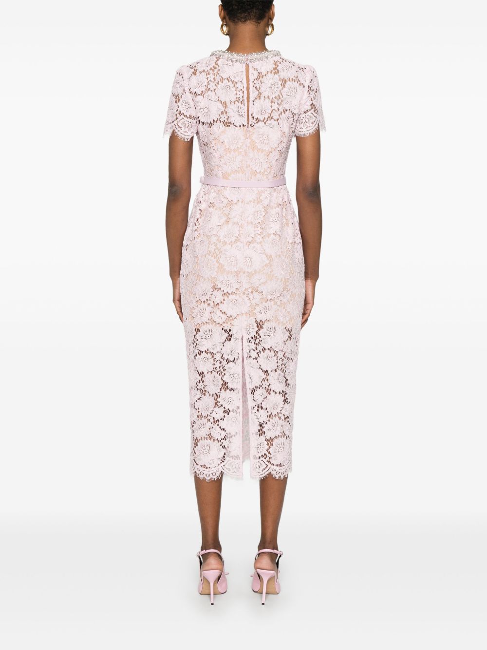 Self-portrait Lace Midi Dress In Pink