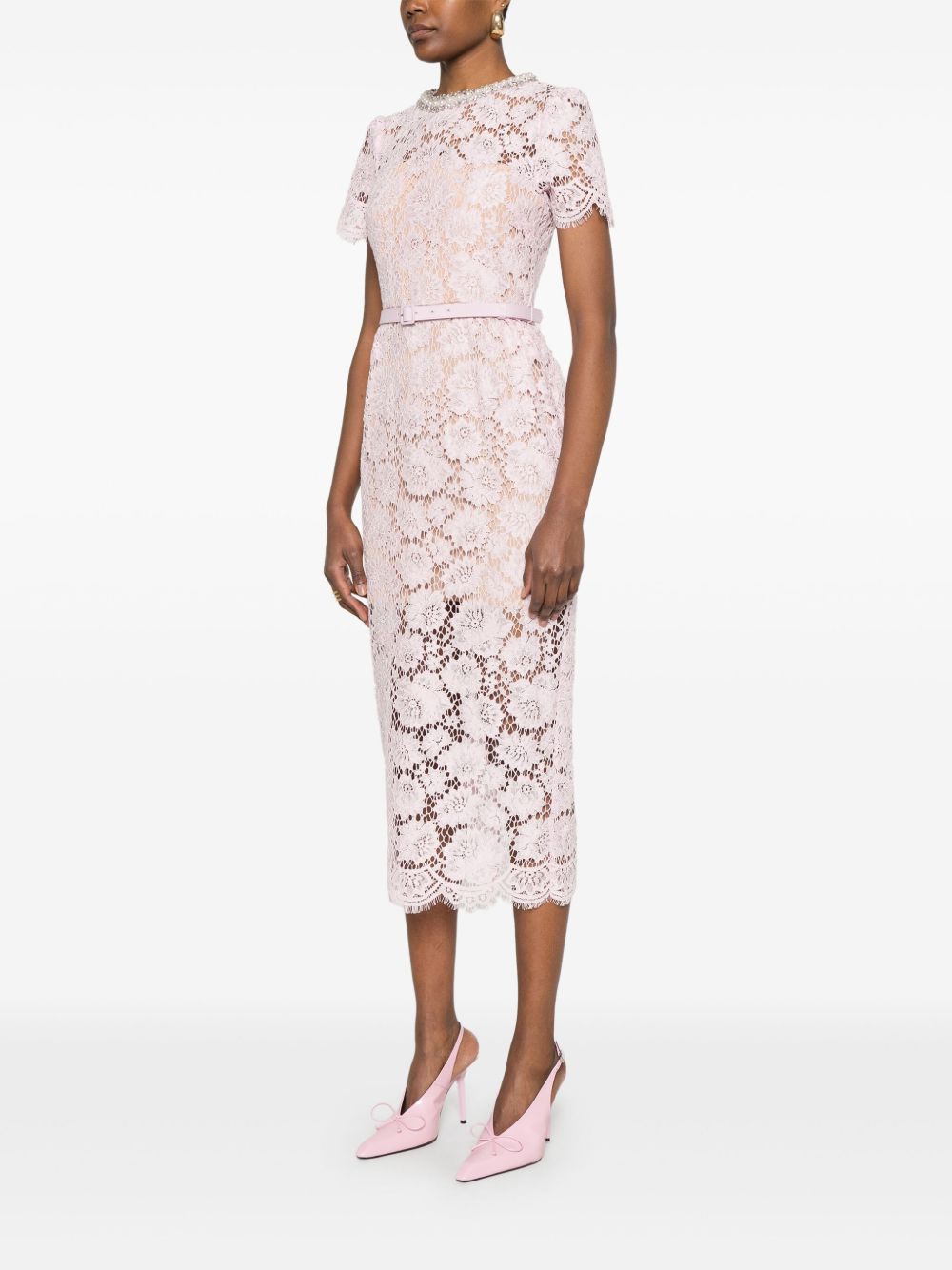 Self-portrait Lace Midi Dress In Pink