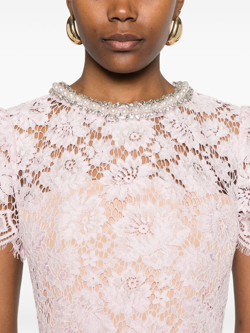 Self-portrait Lace Midi Dress In Pink