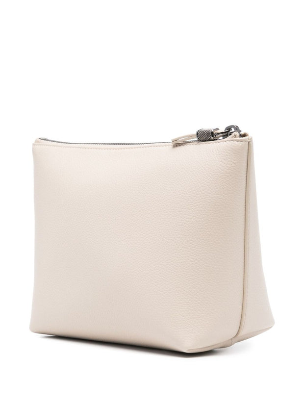 Brunello Cucinelli Leather Pouch In Ivory