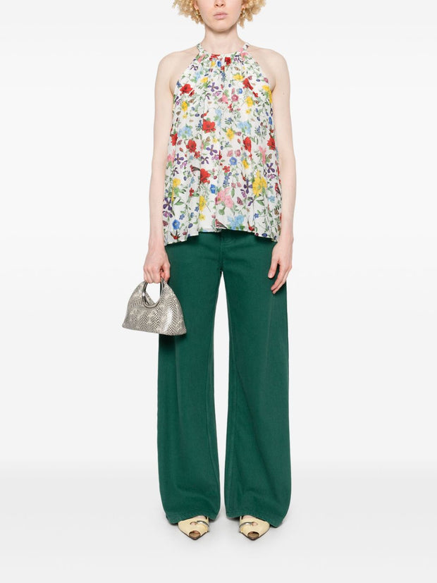 Alice + Olivia Erna Cotton And Linen Top - MultiColour