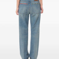 Valentino Denim Jeans With Floral Border Detail