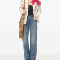 Valentino Denim Jeans With Floral Border Detail