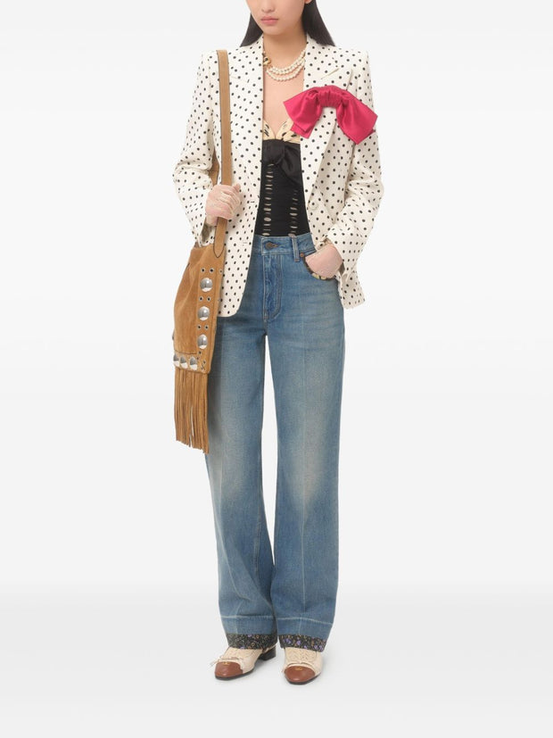 Valentino Denim Jeans With Floral Border Detail