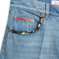 Valentino Denim Jeans With Floral Border Detail