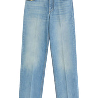 Valentino Denim Jeans With Floral Border Detail