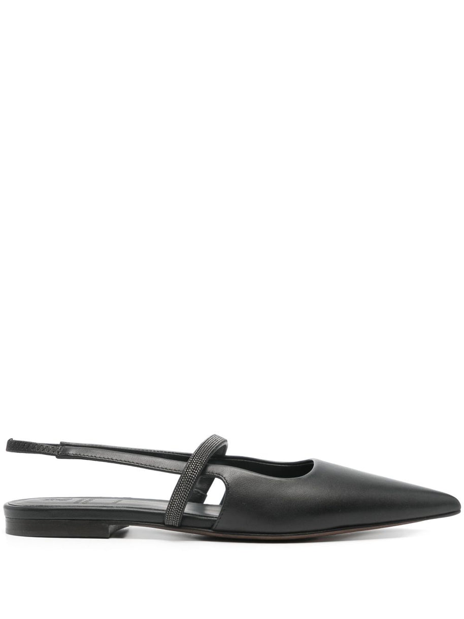 Brunello Cucinelli Leather Slingback Pumps - Black
