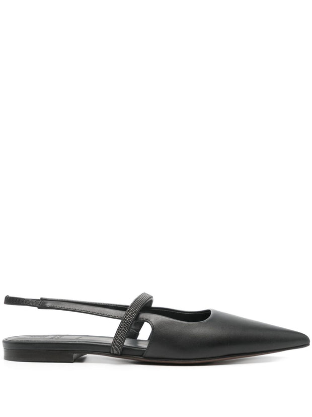 Brunello Cucinelli Leather Slingback Pumps - Black
