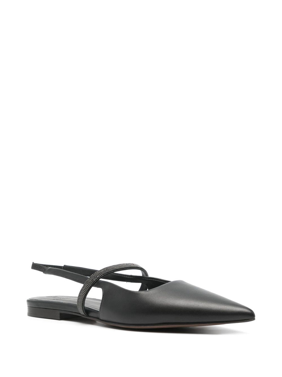 Brunello Cucinelli Leather Slingback Pumps - Black