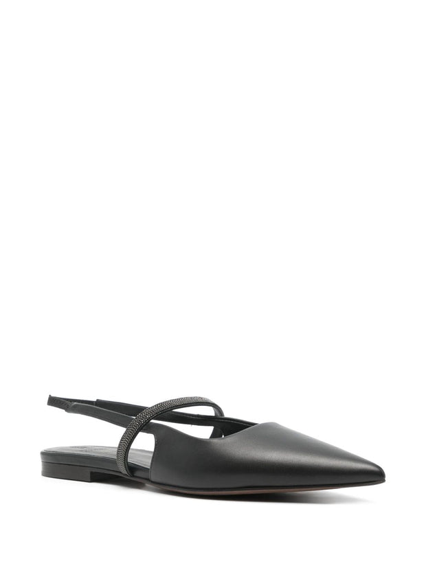 Brunello Cucinelli Leather Slingback Pumps - Black