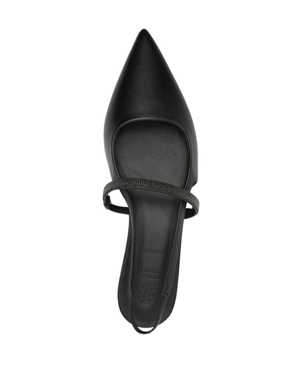 Brunello Cucinelli Leather Slingback Pumps - Black