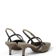 Brunello Cucinelli Leather Slingback Pumps - Grey