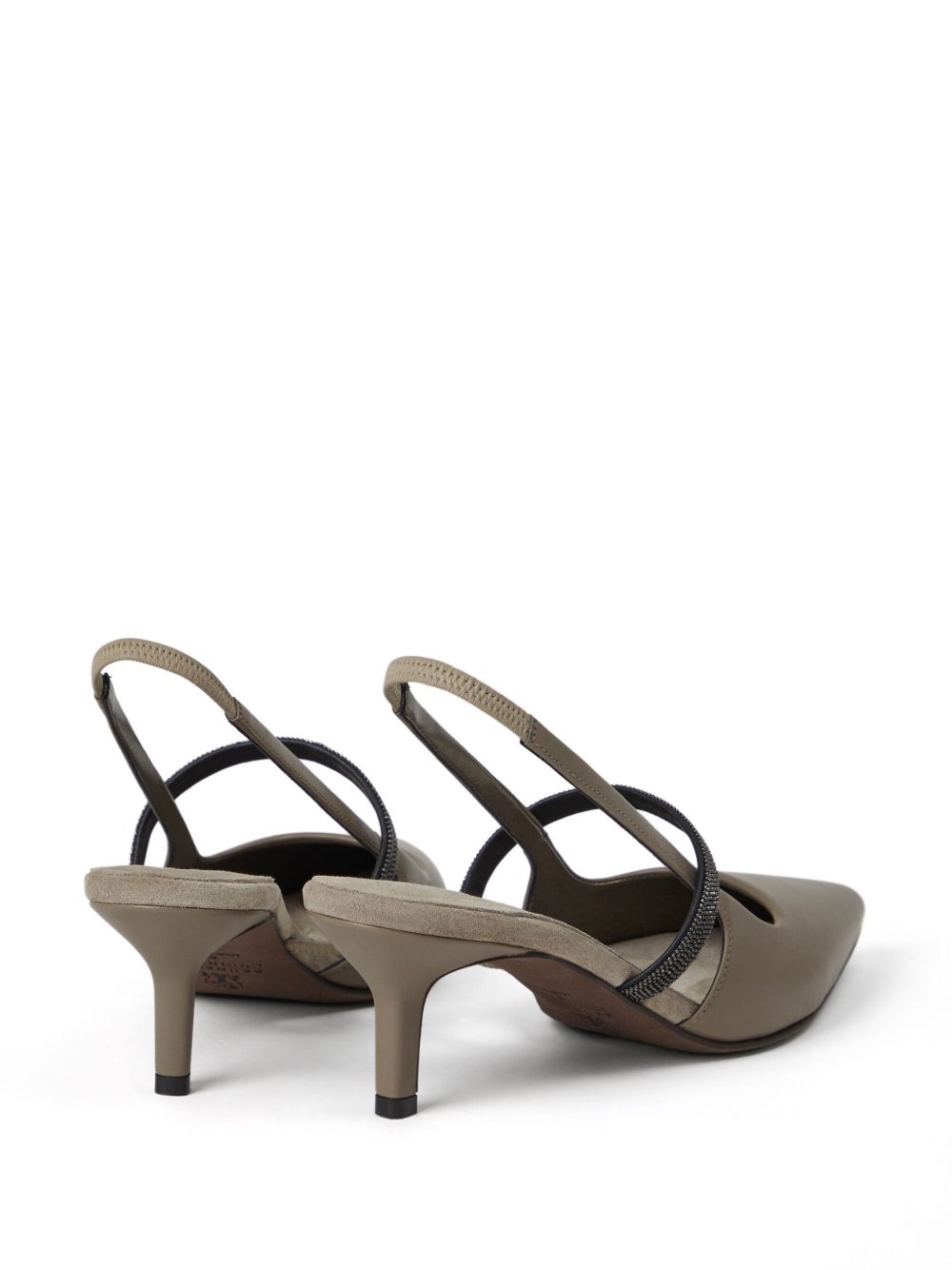Brunello Cucinelli Leather Slingback Pumps - Grey