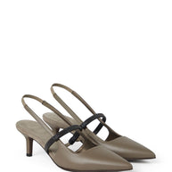 Brunello Cucinelli Leather Slingback Pumps - Grey