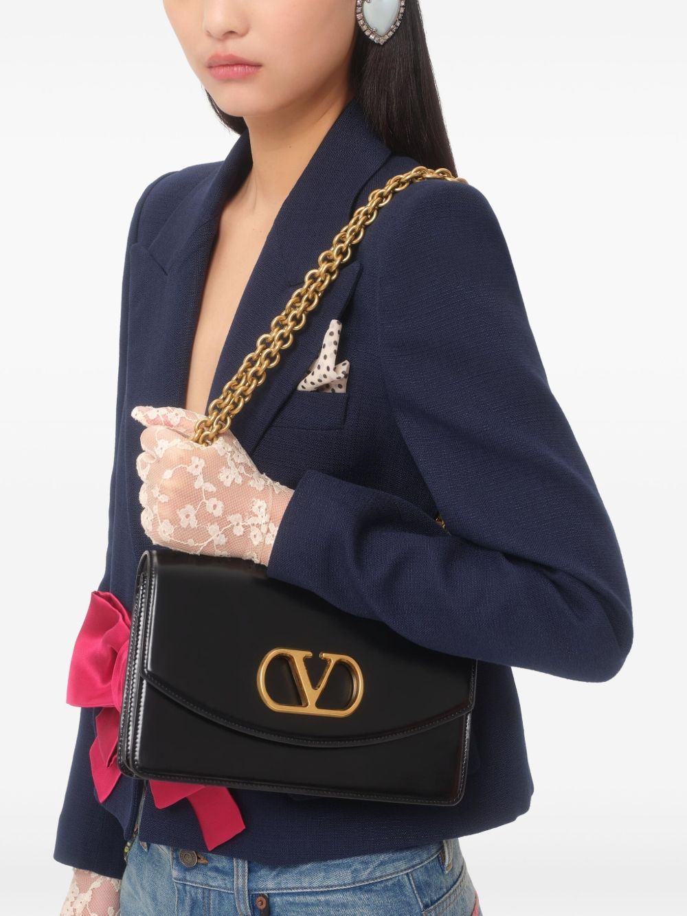 Valentino Blue Jacket With Bow Detail