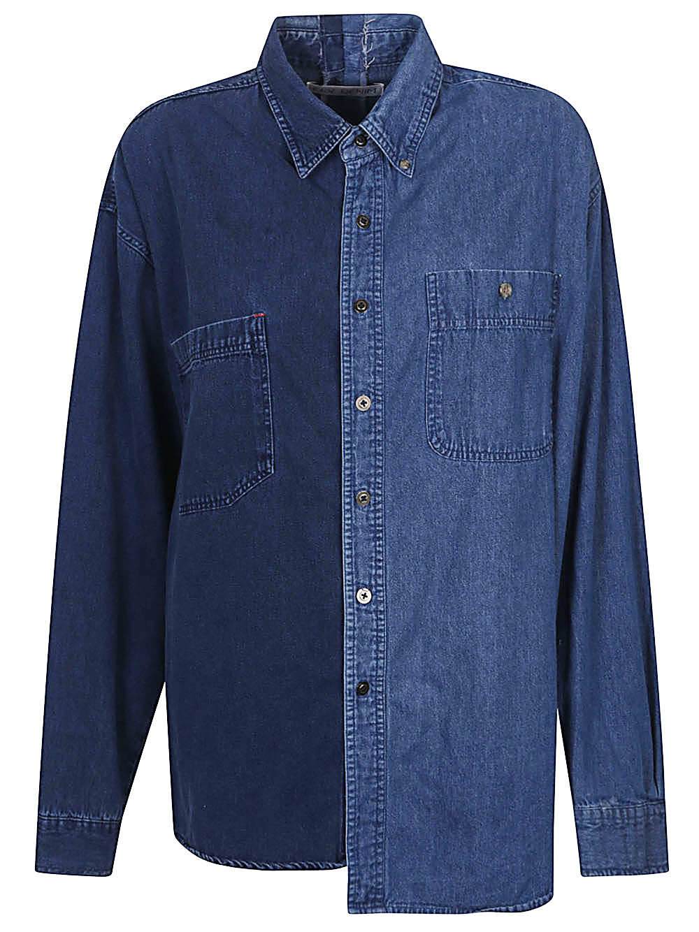 E.L.V. DENIM Two-toned Denim Shirt In Blue
