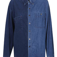 E.L.V. DENIM Two-toned Denim Shirt In Blue