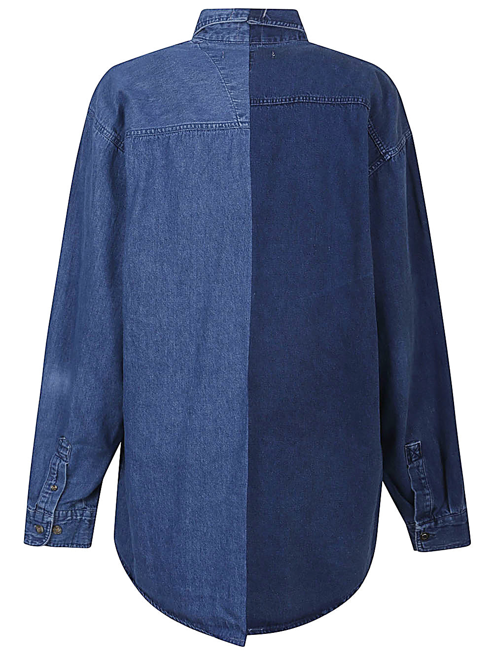 E.L.V. DENIM Two-toned Denim Shirt In Blue