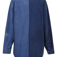 E.L.V. DENIM Two-toned Denim Shirt In Blue