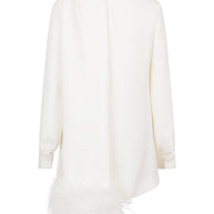 Valentino Ivory Silk Blouse With Shawl And Feather Detail